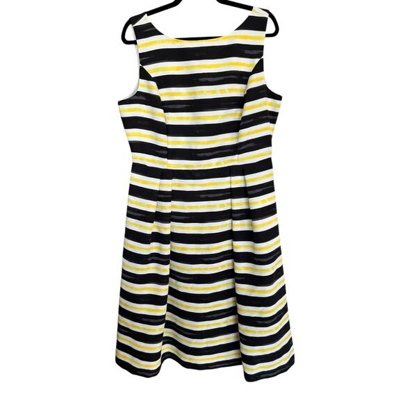 Eva Mendes for New York & Company Striped Black and Yellow Midi Dress - Picture 2 of 4